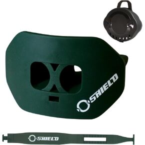 Mouth Guard for Football with Dual-Layer Protection, Built-in Air Channels, Extended Lip Shield, Soft Material, Adult and Youth Sizes with Strap/Case, Dark Green