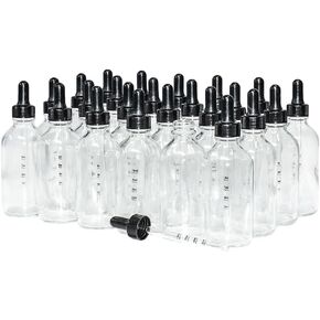 (Pack of 24) 4 oz. Clear Boston Round with Nitrile Rubber Black Graduated Glass Dropper