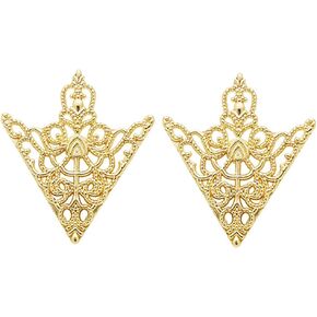 Retro Hollow Pattern and Angle Triangle Collar Pins Brooch Clip Pin Brooches Shirt Collar Decoration Parts