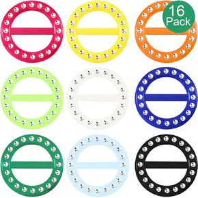Boao 16 Pcs Tee Shirt Clips Plastic Round Tie Clips Scarf Ring for Women 80s Accessories, 2.2 Inch, 8 Colors