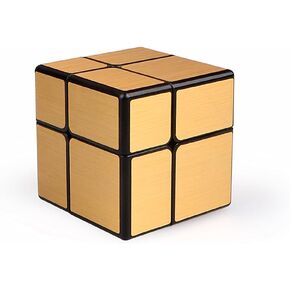 LiangCuber QY Toys 2x2 Mirror Cube, Golden Mirror Speed Cube 2x2 Mirror Blocks Shaped Puzzle Gold Version
