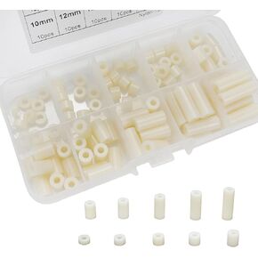 LC LICTOP White M3 Nylon Round Spacer Standoff Screw Nut Assortment Kit,10Size,Each Size 10pcs