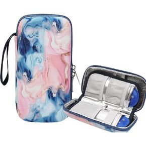 Hard Shell Insulin Cooler Travel Case for Diabetic Organize Medication Insulated Cooling Bag with 2 Reusable Gel Ice Pack for Insulin Pen While Traveling and Other Supplies (Quicksand Pink)