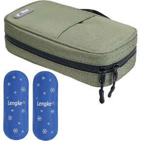 BOMKEE Insulin Cooler Travel Case, Insulin and Syringe Case Insulated Pouch Organizer Insulin Carrying Case Travel Bag with 2 Ice Pack for Insulin Pens, Needles and Diabetes Supplies