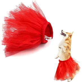 Tutu Dress for Dogs and Cats - Pet Puppy Skirt Clothes, Lace Apparel in Ballerina & Princess Style - Costume for Small Girl Dogs, Gift for Christmas (M Size, Red)