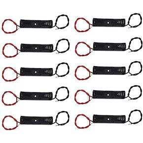 10Pack Single AAA Battery Holder Case with Wire Connections Black 1.5V