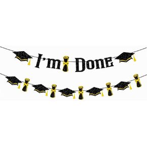 Prom Night Banner Black Gold 2024 Prom Night Party Decorations Class of 2024 Graduation Prom Bunting Garland Congrats Grad Prom Party Decorations