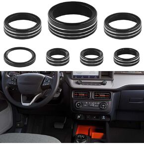 Air Conditioner Knob Cover for Ford Maverick Accessories 2022 2023 2024 Center Console Volume Radio Headlight Knob Trim Gear Shift Switch Ring Engine Start Stop Button Cap (7pcs, Black)