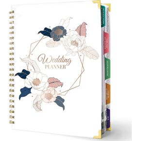Wedding Planner - Wedding Planner Book and Organizer for The Bride with 5 Tabbed Sections, 9" x 11.9", Hardcover with Metal Corner + 5 Inner Pocket + Sticker + Notes Pages - Engraved Floral in Kuwait