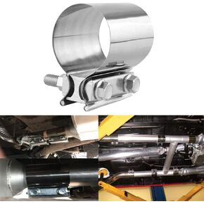 Universal 2 inch Butt Joint Exhaust Band Clamp Muffler Repair Parts for 2" OD to 2" OD Exhaust Pipe Connection 304 Stainless Steel (1 Pack 2'')