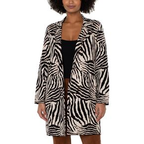 Liverpool Womens Open Front Coatigan Sweater Abstract Zebra Jacquard MD One Size