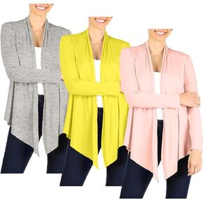 Simlu Lightweight Cardigans for Women Reg and Plus Size Light Cardigans for Women Long Sleeves Value 3 Pack
