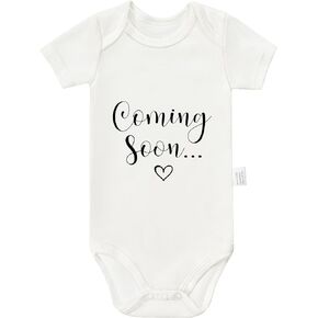 Baby Announcement Coming Soon Bodysuits, Infant Boy Girl Newborn Cotton Romper Short Sleeve Outfits 0-24 Months