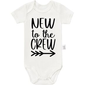 Funny New to the Crew Bodysuits, Toddler Boy Girl Newborn Cotton Romper Short Sleeve Jumpsuit Outfits 0-24 Months
