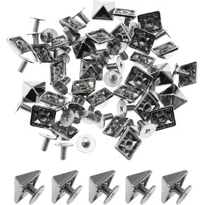 yyangz 30 Sets Square Pointed Screw Rivets 10mm Zinc Alloy Top Screw Pyramid Punk Rivets Suitable for Leather Goods Bags Repair Kits Handbags Shoes Clothing White Nickel
