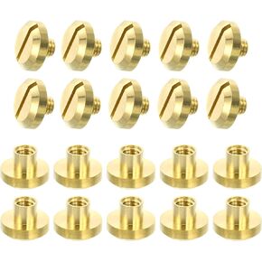 uxcell 10Sets Brass Chicago Screw Fasteners, 10mm Concave Screw Back Binding Post Nail Stud Rivets Fastener for DIY Leathercraft