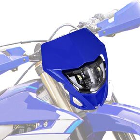 Dirt Bike LED Headlight Kit Head Lamps Light with Clamps Universal for YZ125 YZ250 YZ250F YZ450 YZ450F WR250F DRZ400 DRZ400SM Dirt Pit Bike Enduro Motocross Dual Sport Blue