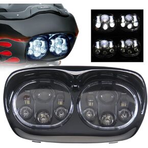 SUNPIE 5-3/4" Black Motorcycle Projector Dual LED Head light Compatible with H_arley Motorcycles Compatible with Road Glide 2004~2013