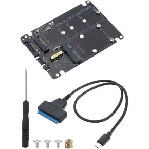 MECCANIXITY 2 in 1 M.2 to USB3.0 Adapter SSD Ethernet Port M.2 Type-C Cable Adapter Enclosure for Laptop, Desktop, PC, Office Computer