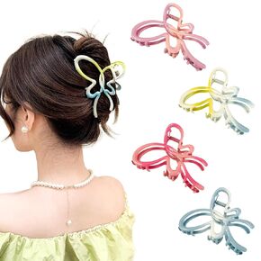 4Pcs Metal Hair Claw Clips, 3.9 Inch Colorful Butterfly Claw Clips, Women's Metal Hair Clips for Holding Straight, Curly and Thick Hair