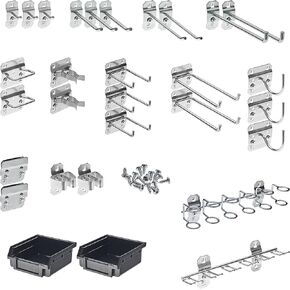 Triton Products LH3-KIT LocHook 30-Piece Zinc Plated Steel Hook and Bin Assortment for Locboard, Black