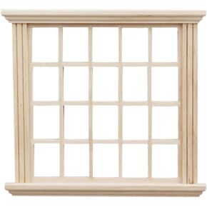 LOGOFUN Doll House Window 1: 12 Scale Miniatures Wood Windows Mini Window Frame Model for Doll Houses Furniture Decoration