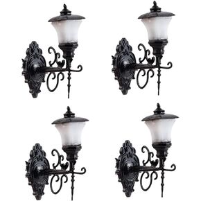4pcs Dollhouse Wall Light LED Mini Lights Doll Toys Battery Candle Outdoor Pathway Lantern Post Exterior Wall Lantern Sconce Porch Miniature Wall Light Mini Wall Lamp Model