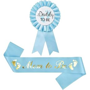 Baby Shower Mom To Be Sash And Tinplate Badge Daddy To Be Combo Kit,Baby Gender Reveal Party Gifts (Light Pink)