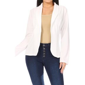 Women's Chic Long Sleeve Fitted Open Blazer Jacket for Casual Office Elegance