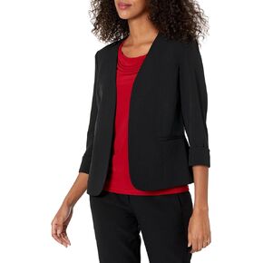 Kasper Women's Stretch Crepe Open Cardigan Jacket W/Rolled Cuff