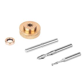 SpeTool Router Bits Solid Brass Router Inlay Kit, Include 1/8" and 1/4 Cutting Diameter with 1/4 Shank Carbide Spiral Upcut Router Bit, Router Bushing Guide Set for Wood