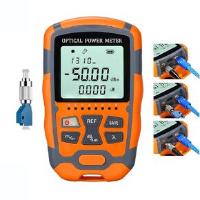 Fiber Optic Tester Portable Fiber Light Power Meter -50~26dB Built-in 10mW Visual Fault Locator (OPM&VFL) with 1pc FC to LC Adapter