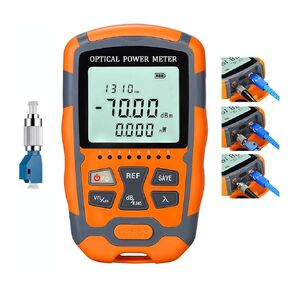 4-in-1 Fiber Optic Tester, Portable Fiber Power Meter FC/SC/ST Standard Interface, Built-in 30mW Visual Fault Locator (OPM&VFL) Network Cable Tester with 1pc FC to LC Adapter