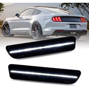 2PCS Rear Red Bumper Side Marker Lights Rear Side Marker Light for Mustang Rear Side Marker Reflectors Bumper Lamps Compatible With 2005-2009 Ford Mustang GT (Smoked Lens)