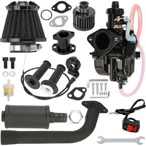 YOXUFA Upgraded VM22 Carburetor 212cc Exhaust Muffler Throttle Kit for Predator 224cc 196cc 6.5hp Coleman CT200U CT200U-EX BT200X Baja MB200 Mini Bike KT196 Go Kart GX160 Performance Parts