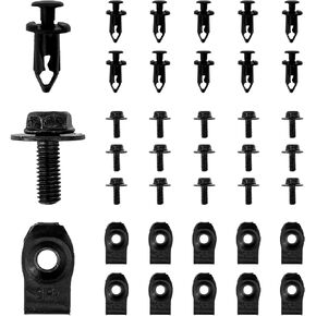 35 PCS Engine Under Cover Splash Shield Body Bolts, Bumper Fender Liner Push Fastener Rivet Clips Universal Extruded U-Nuts Kit