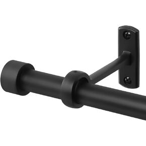Black Curtain Rods for Window, 1 Inch Diameter Heavy Duty Adjustable Single Window Curtain Rod Set 32" to 48", Telescoping Window Drapery Rod with End Cap for Bedroom