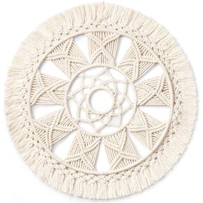 Dahey Macrame Wall Hanging Woven Tapestry Wall Art Wreath Chic Boho Decor Christmas Day Gift Festival Mandala for Apartment Home Bedroom Living Room, 15"
