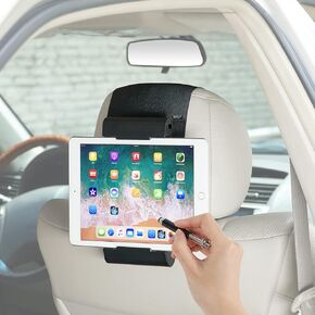 TFY Car Headrest Mount, Universal Tablet Holder Compatible with iPad Pro Air Mini, Galaxy Tabs, Other 4.5-12.9 inch Cell Phones, Tablets and Switch - Black