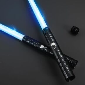 Lightsabers Toy Light Saber Swords for Adults Kids 2 Pack, Rechargeable 2 in 1 15 Colors RGB Dueling Swords Toy with Replaceable Metal Handle and FX Sound for Halloween Cosplay