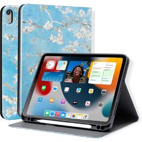 Case for iPad 10th Generation Case 2022, 10th Gen iPad 10.9 inch Case with Pencil Holder, iPad 10 Case for A2696 A2757 A2777 Adjustable Stand iPad Case with Auto Sleep, PU Leather (Black)