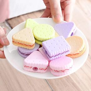 12 PCS Pencil Sharpeners,Cute Pencil Sharpener for Kids,Manual Pencil Sharpener for No.2/Colored/Art Pencils,Handheld Pencil Sharpener School Student Stationery Supplies (Cookie Shape)