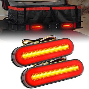 FXC 2PCS Smoked Lens 5" Oval Red LED Stop Brake Tail Lights Surface Mount Waterproof Sequential Flow Turn Signals Trailer Lights for RV Truck Jeep ATV Motorcycle 12V-24V