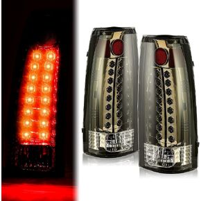 ECOTRIC Taillights Compatible with 1988-1999 Chevy Silverado GMC Sierra Suburban C/K 1500 2500 3500 Pickup W/O Bulbs Pair Red Lens Rear Brake LED Tail Lights