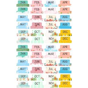48 Pieces Planner Monthly Tabs, Adhesive Tabs Designer Accessories Monthly Tabs Index Colorful 1-12 Month Tabs, Calendar Monthly Tab Stickers for Planners, Monthly Dividers