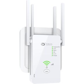 1200Mbps WiFi Extender Internet Booster for Home with Ethernet Port AC1200 Dual Band 5GHz/2.4GHz Wireless Repeater Signal Amplifier Booster Full Coverage 8000sq.ft and 45 Devices