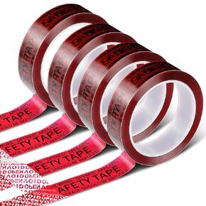 Geyee 4 Rolls Total Transfer Red Seal Tape Security Tamper Evident Tape Tamper Resistant Thick Void Film Packing Tape for Evidence Box, Envelope, Shipment, Mail, Each 1 inch x 55 Yards