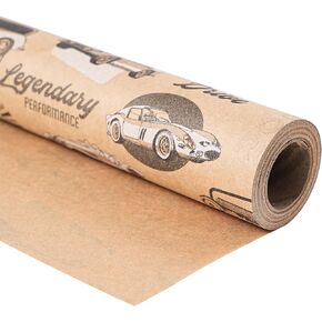 Ulmasinn Kraft Birthday Wrapping Paper Roll - 17 Inches X 33 Feet - for Boys Girls Kids Retro Classic Racing Sports Car Pattern Great for Birthday, Party, Anniversary