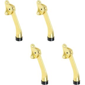 Coshar 5-Inch Kick Down Door Stop in Black, Non-Slip Rubber Door Stopper Kickstand for Wood, Concrete, Tiled, and Carpeted Floors, Aluminum Alloy (4 Pack)