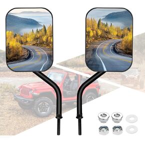 BETOOLL Doors Off Mirrors Compatible with Jeep Wrangler JK CJ JKU LJ JL & Unlimited - Door Hinge Side Mirrors compatible with Jeep - Side Rear View Mirrors for Doors Off Driving